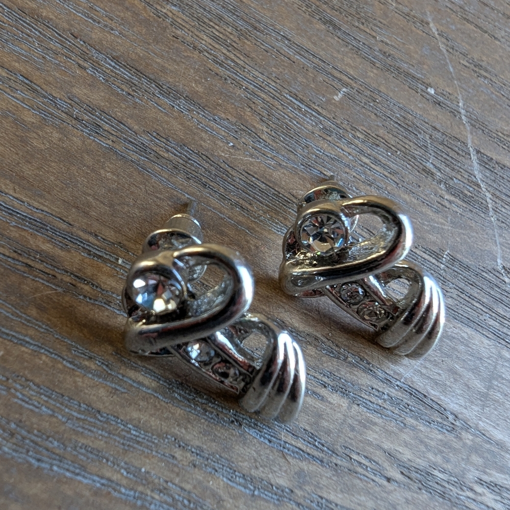 Contemporary Silver Toned Bejewelled Earrings
